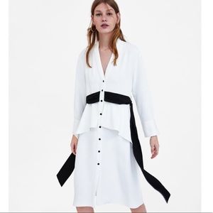 Zara black and white button dress NWT